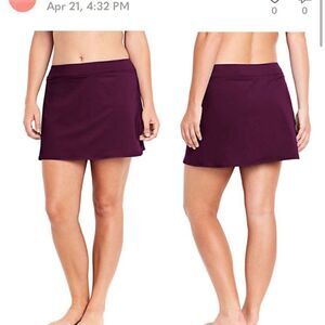 Land’s End Eggplant swim skirt coverup NO panty 12